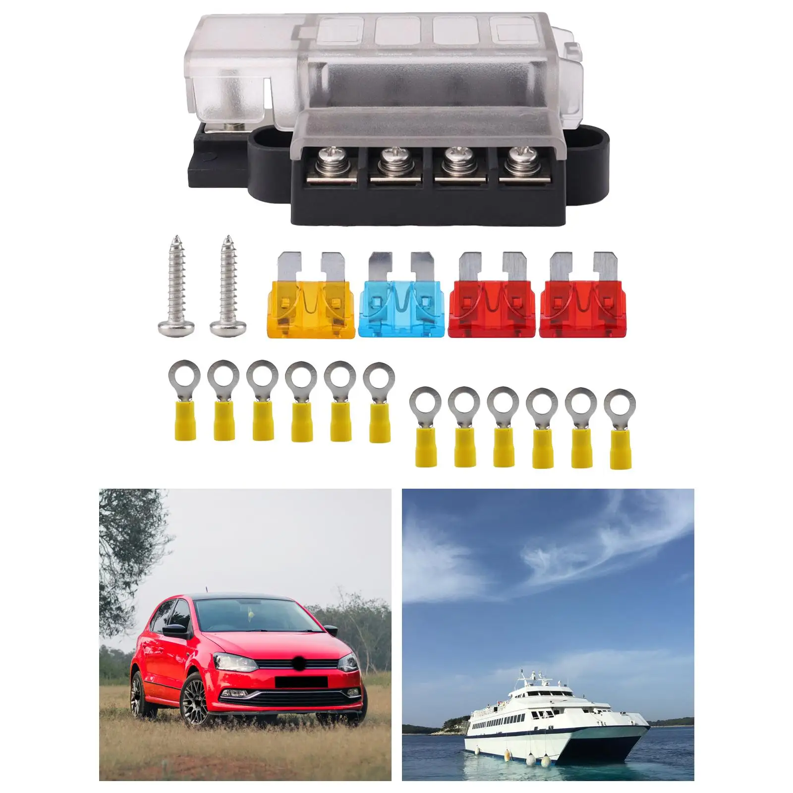 Scatola Dei Fusibili A 4 Vie 1 In 4 Out Blocco Dei Fusibili A Lama Compatta Da 32V Per Van Truck Rv