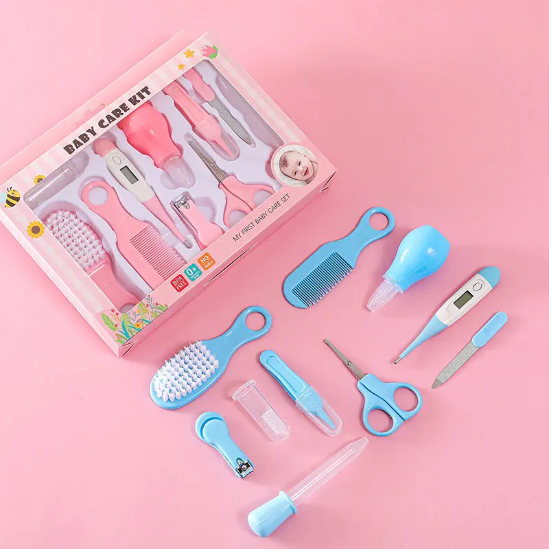10PCS Baby Care Kit Nail Trimmer Hair Health Care Thermometer Grooming Brush Clipper Teether Toothbrush