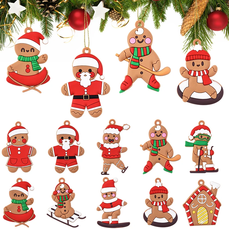 10pcs Sport Gingerbread Man Pendants Christmas Tree Hanging Ornament 2024 Xmas Noel Navidad Home Decoration New Year Gift 2025