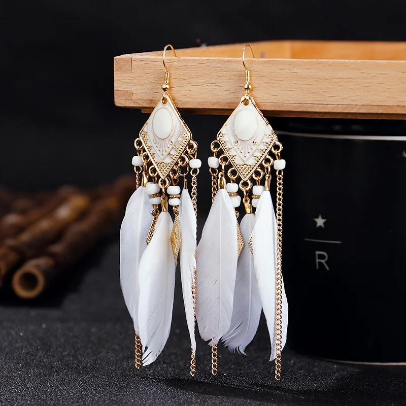 Denim Feather Earring | Unique Handmade Jewelry | She-bang Shop