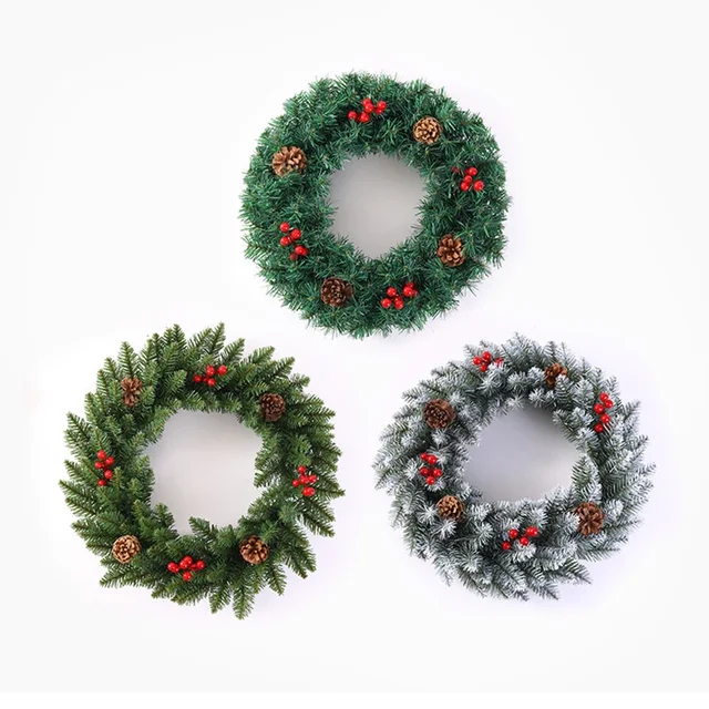 30/40/50cm Christmas Wreath Artificial Pine Cone Green Garlands Home Decorations Window Door Hanging Ornaments New Year Navidad 1