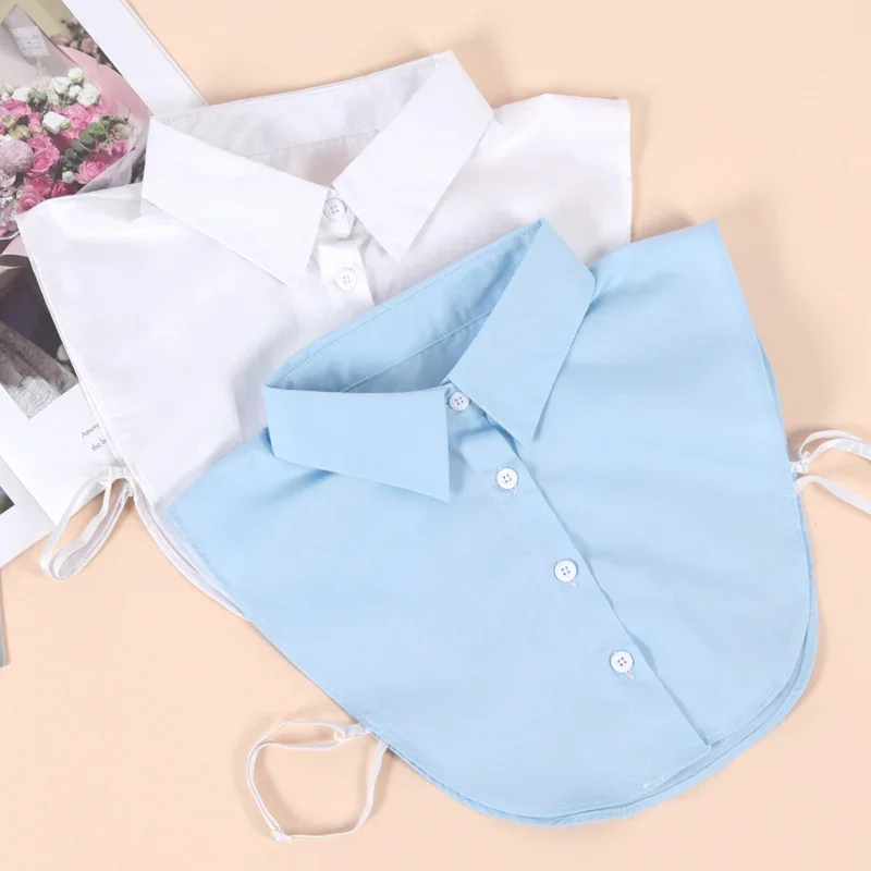 Detachable Cotton Lapel Shirt Fake Collar Solid Color False Blouse Neckwear Vintage Lace Lapel Blouse Top Clothing Accessories