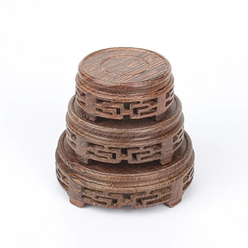 Rosewood Carving Round Purple Clay Pot, Fish Tank Stone, Buddha Vase, Bonsai Base, Black rosewood, Chicken Wing, Wood Pattern