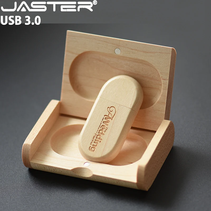 JASTER USB 3.0 고속 나무 USB 플래시 드라이브 128GB 무료 맞춤형 로고 메모리 스틱 64GB 웨딩 선물 펜드라이브 32GB 16GB U 디스크