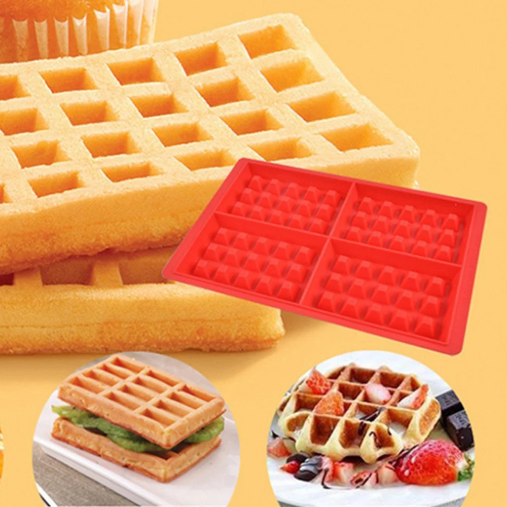 Waffle Mold Silicone Square-Shaped Baking Molds Muffin Pans Chocolate Bread Pie Flan Bakeware baking mould cake waffle maker