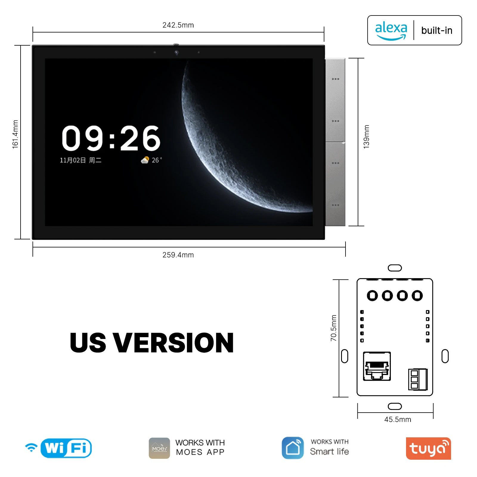 لوحة التحكم المركزية الذكية MOES Tuya (ماكس 10.1 ب...
