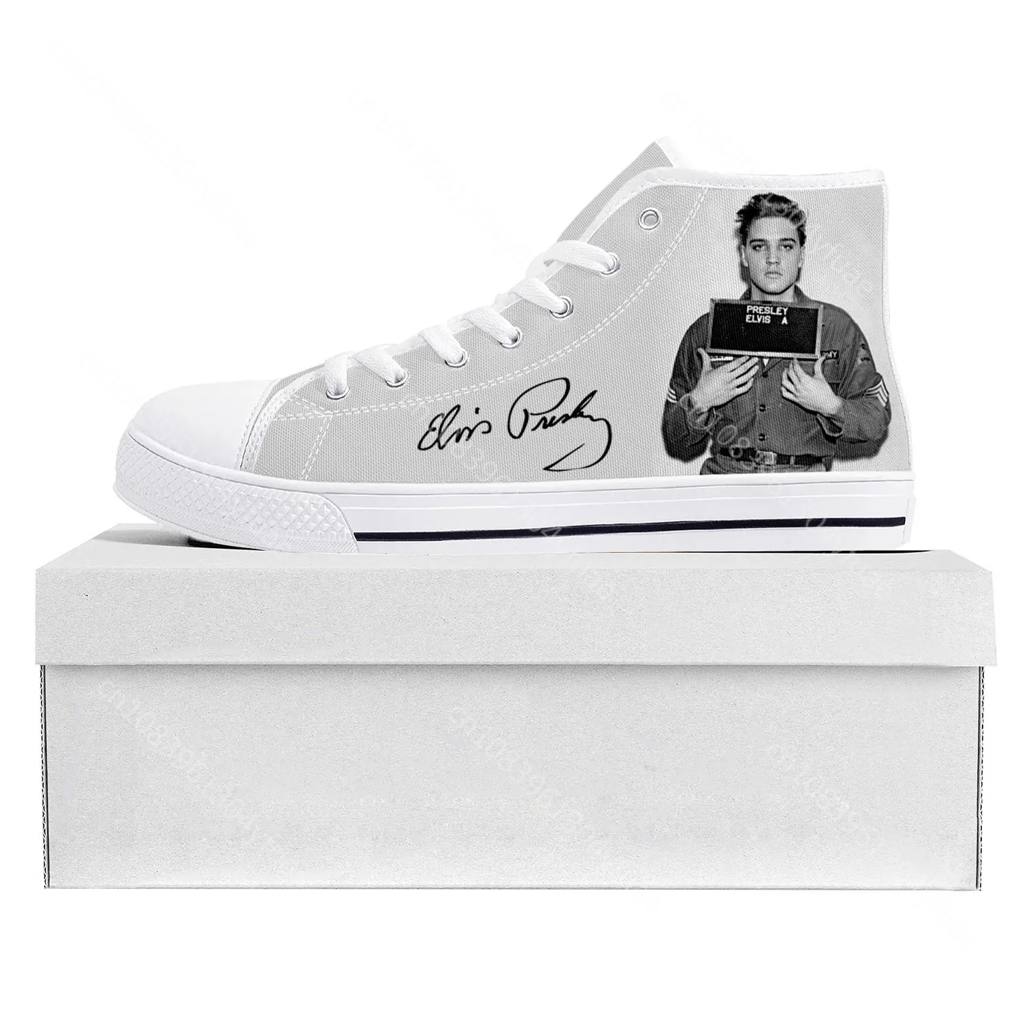Elvis The King Hillbilly Cat High Top High Quality Sneakers Mens Womens Teenager Aaron Canvas Sneaker Couple Custom Shoe Presley