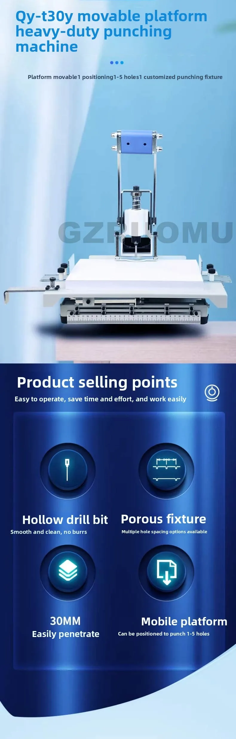 Manual Hole Punching Machine Multi-hole Punch 3-10MM Drill Optional Paper Tag Dr