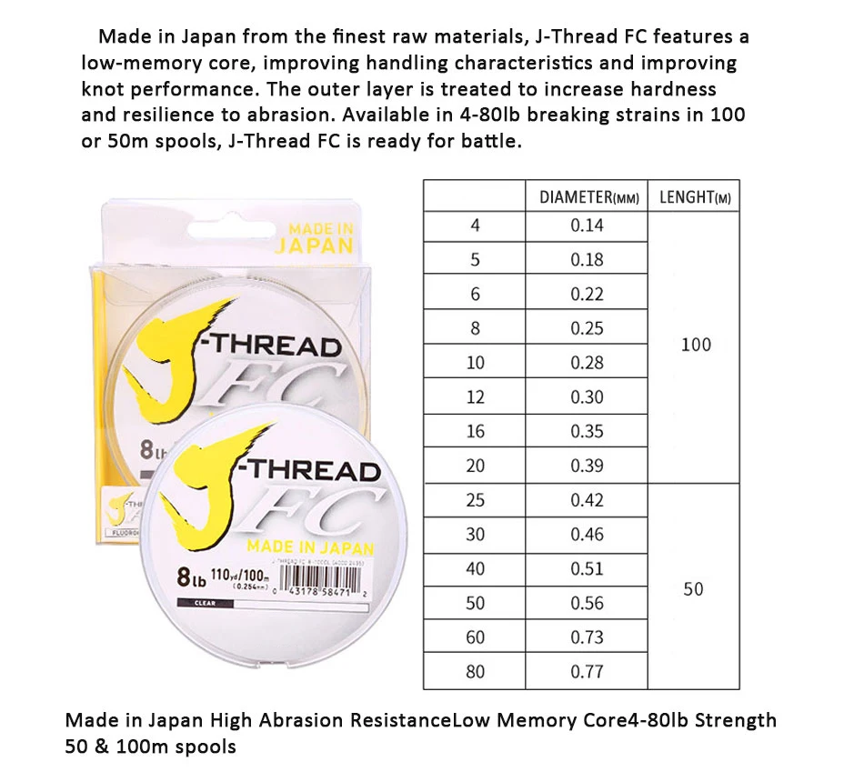 DaiwaJ-Fluorocarbon Fluorocarbon Leader 100m 50m Sinking Clear Fluorocarbon Line Made in Japan