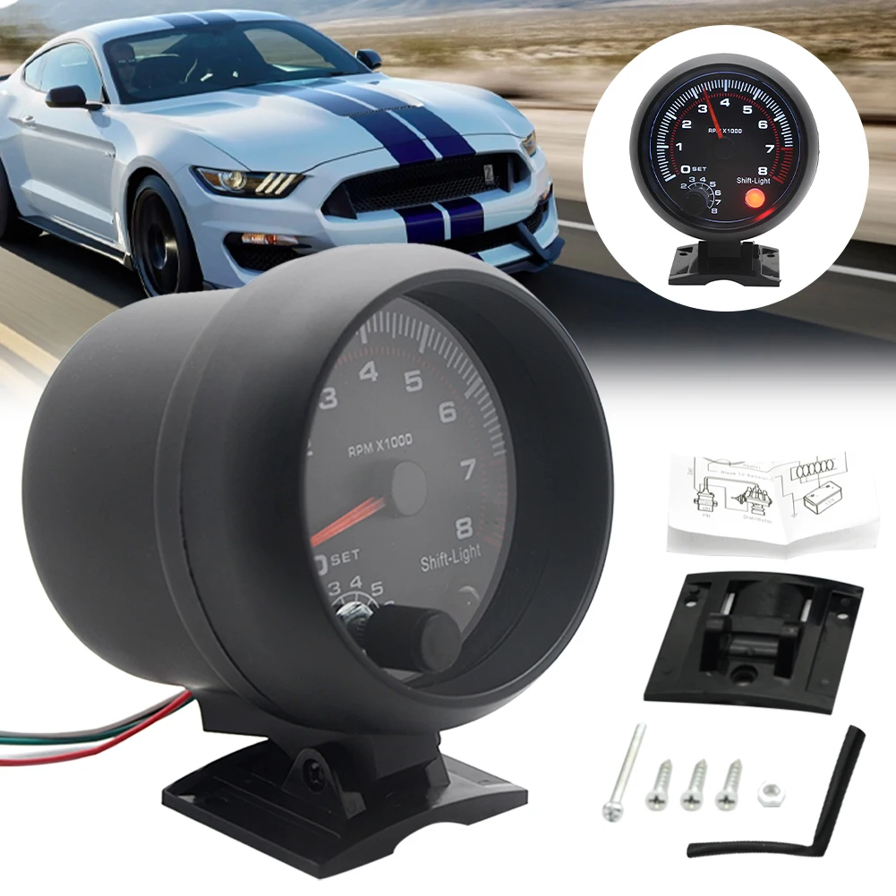 Tachometer gauge for 4/6/8 cylinder engine 3.75 inch 12V 0-8000 RPM