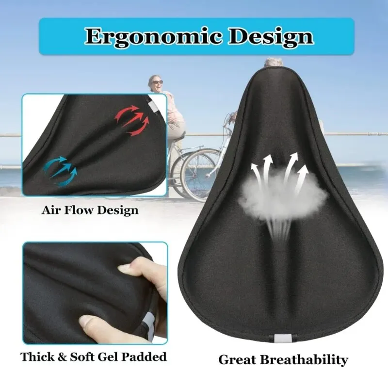 Bicycle Seat Cover Bike Seat Cover Gel Spong Comfortable Exercise Bike Seat Cushion Cover Soft for Cycling Class Mountain Stationary Bikes