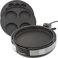 Multi Baker Deluxe- Baking Made Easy- Electric Appliance with Temp Control, 3 Interchangeable Skillets for Grilling Baking 1