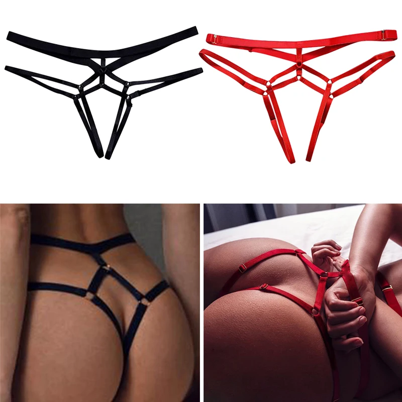 

Women's Bandage Hollow Out Thong Panties Lingerie T Back Transparent Lingerie Open Crotch Underwear Gift Sexy Ladies