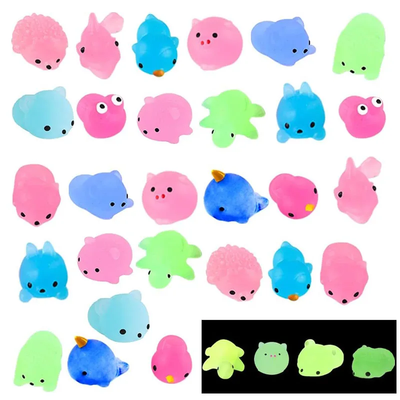 Mochi Squishy Animals Glow In The Dark Sensory Fidget Stress Relief ADHD Autism Anxiety Therapy Kids Toys Funny Gifts