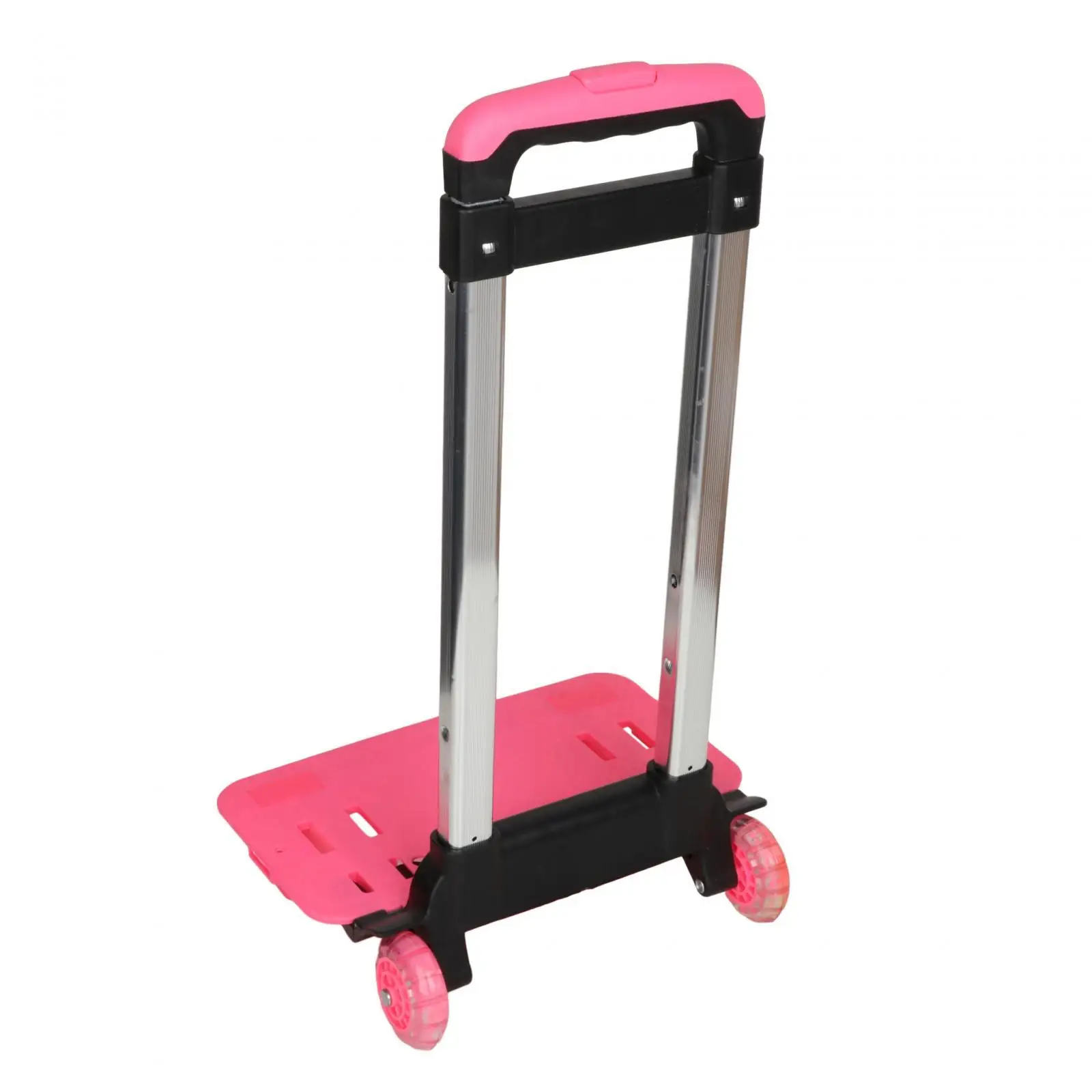 Backpack Hand Truck Pink Compact Telescopic Rod Foldable Portable Backpack Trolley Wheeled Hand Trolley for Kids Children Girl
