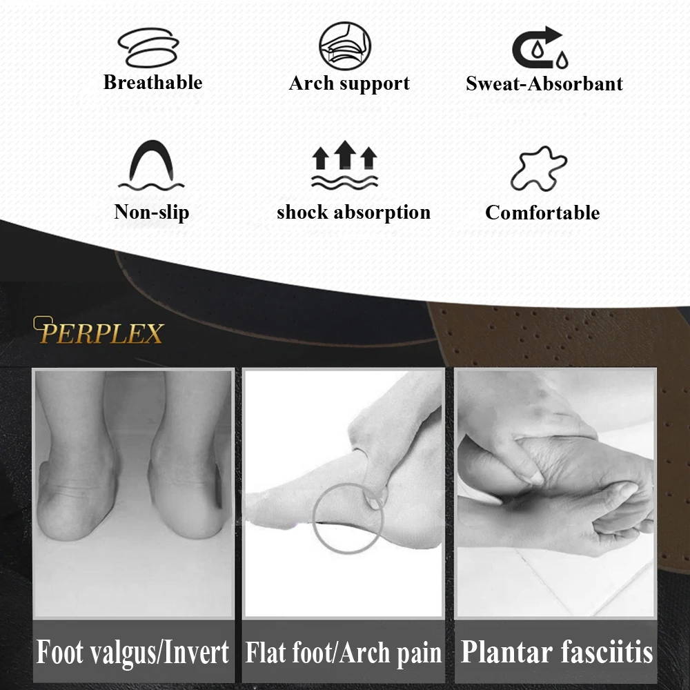 Shoes Sole Leather Orthotic Insoles for Men Flat Feet Arch Support Orthopedic Shoes Sole Insoles for Feet Men Women Corrected