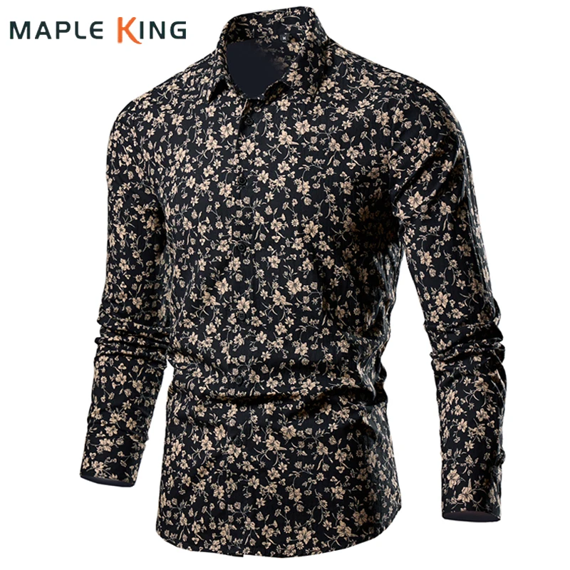 Abbigliamento Uomo Designer Camicie Stampate Floreali 6Xl Vintage 100% Cotone Manica Lunga Blusas Estampadas Camicia Elegante Mens Chemise Homme