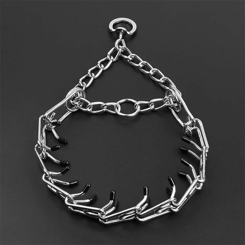 Dog Collar Pet Collar Dog Anti Pull Training Collar Adjustable Multi-size Metal Prong Training Choke Pinch with Rubber Tips Pet Supply