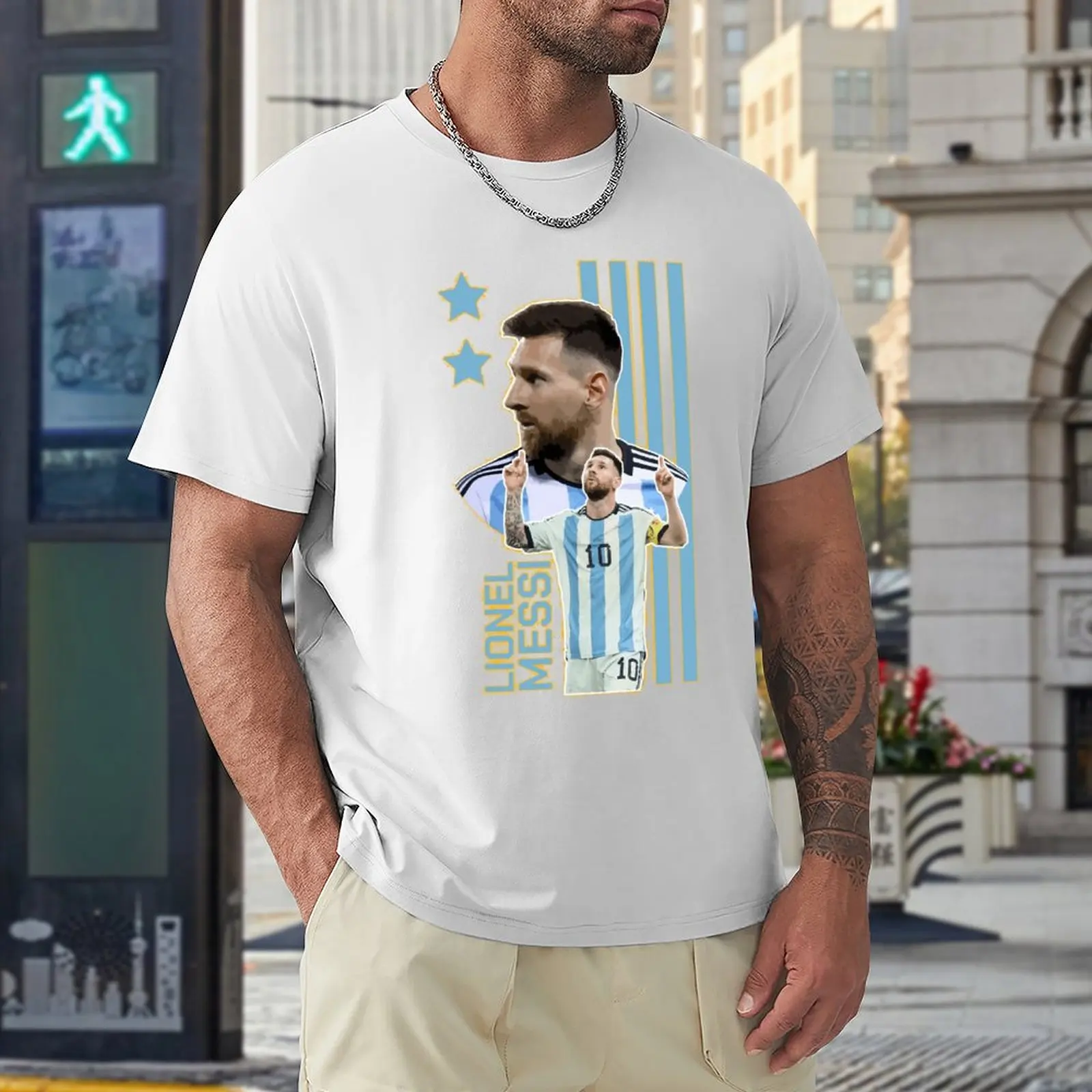 Celebrazione Brasio E Andrre E Messi E Argentina No.10 Capra Caricatura 17 Tshirt Grafica Vintage T-Shirt Fresh Movement Hu