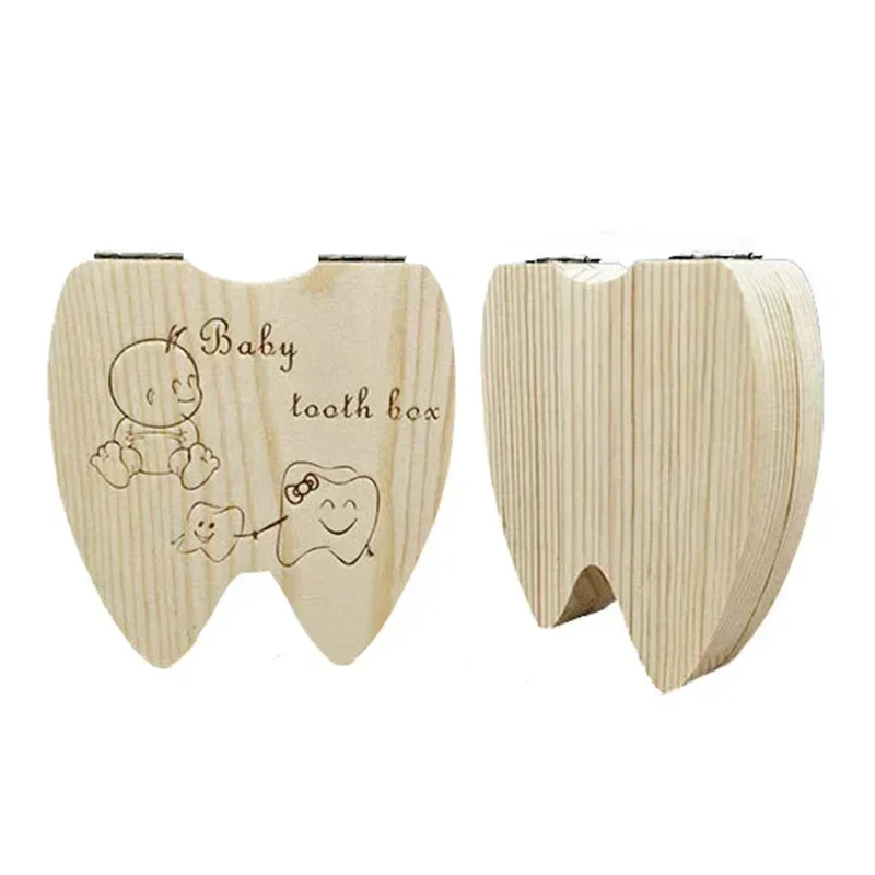 Multilingual Wooden Baby Tooth Keepsake Box