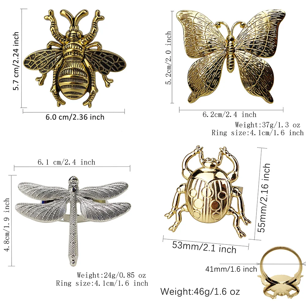 6 Pcs/lot Bumblebee Napkin Rings Honey Bee Napkin Ring Wedding Insect Serviette Holder Eco-friendly Metal Home Diningtable Decor napkin ring