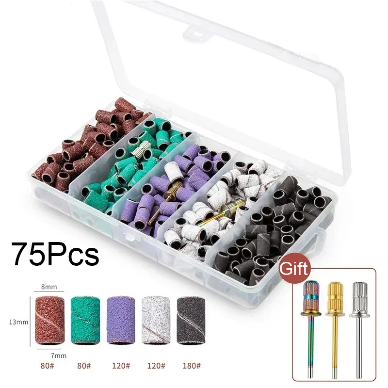 전기 기계용 네일 드릴 비트 샌딩 밴드 180/120/80    그릿 네일 드릴 그라인딩 비트 파일 페디큐어 매니큐어 도구