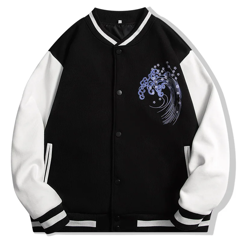 

Heavy Dragon Embroidery Baseball Jersey Men's Autumn Winter China-Chic Oversized Loose Airman Jacket Couple's Top Coat Fashion