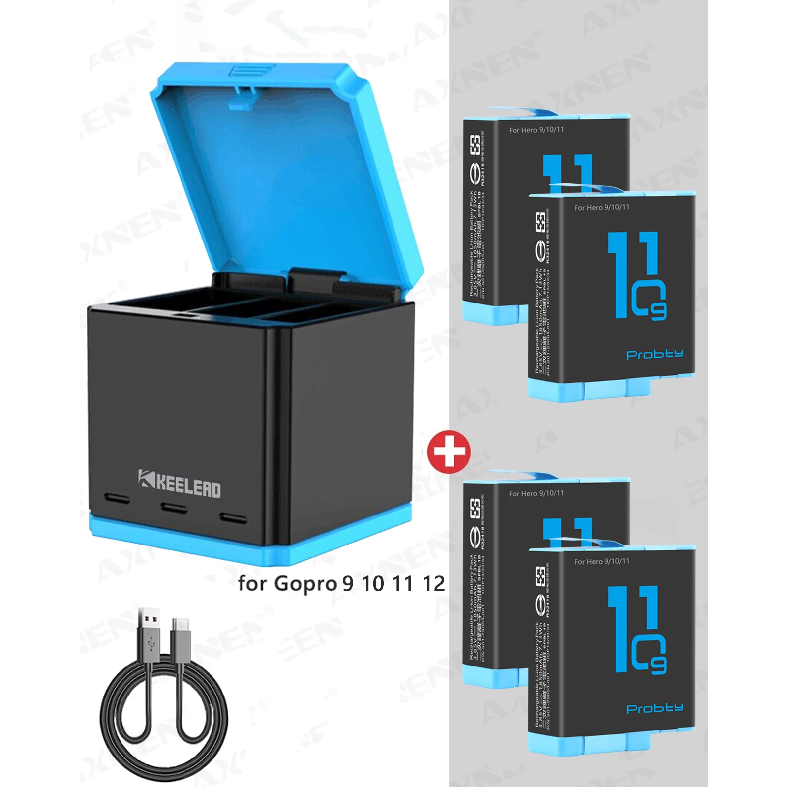 Per Gopro 12 11 10 9 Batteria 1850Mah Led Light Charging Box Storage Per Gopro 12 Hero 11 10 Accessori Per Caricabatterie