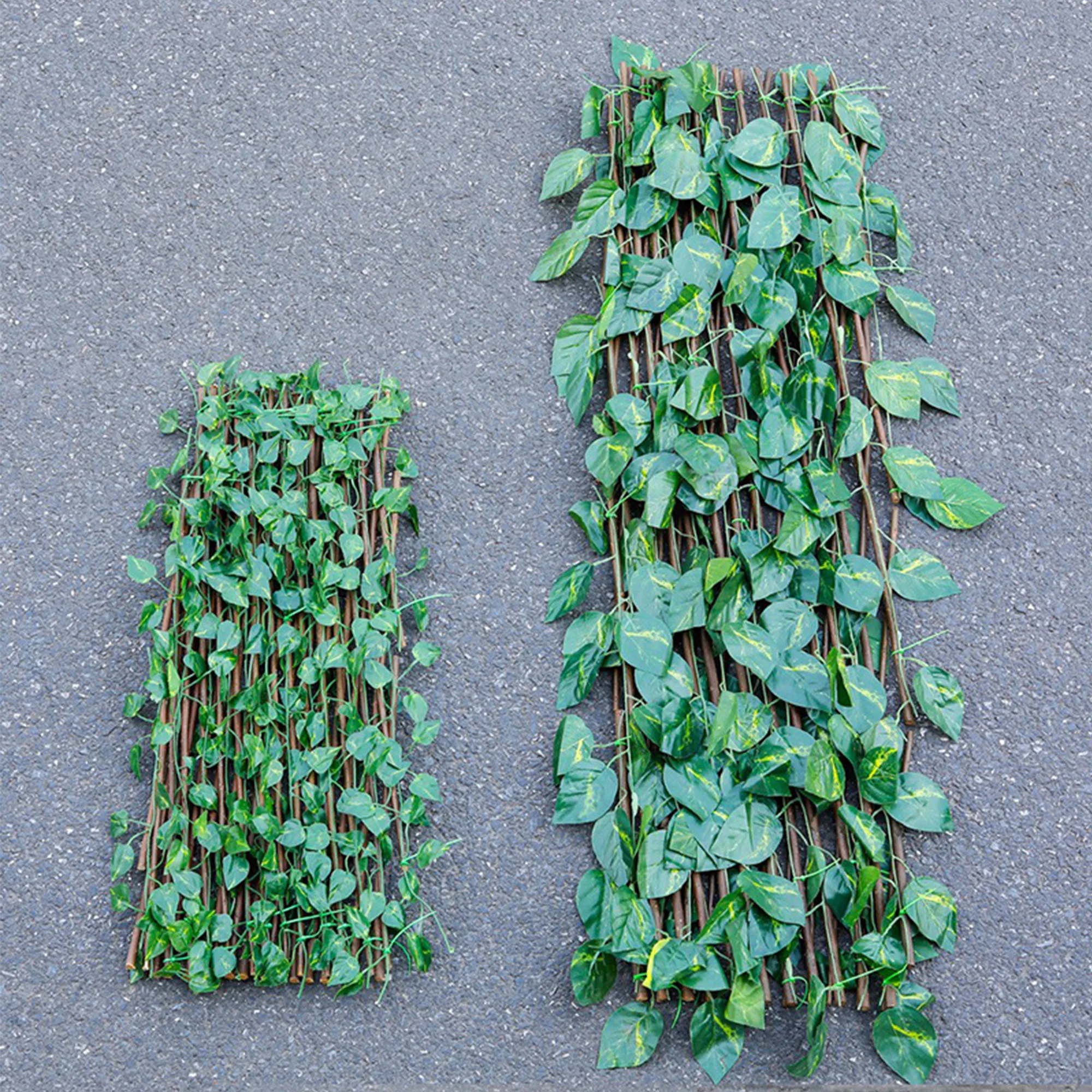 Scalable leaf fence privacy willow bar fence balcony pole hanging wooden frame suitable for balcony courtyard decoration