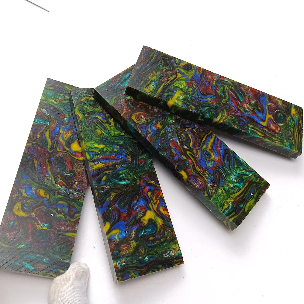 2pieces Red-Green-Blue-Yellow C-Tek Mix Resin Material for DIY Knife Handle Making Material Plate Compound Handmade Material