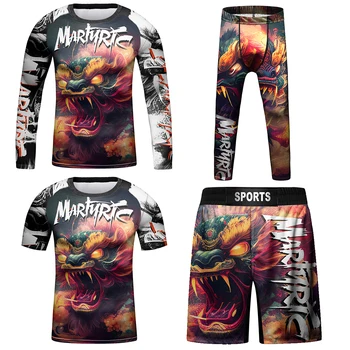 Cody Lundin Red Jogging Rash Guard Kids 4 Piece Sublimation Print Short Sleeve Shirts 2 in 1 Shorts Pants Spats Boys Sports Suit