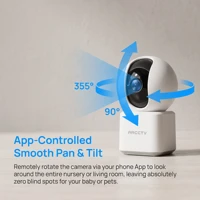Caméra de surveillance WiFi ARCCTV 2K pour bébé, caméra de sécurité HD avec conversation bidirectionnelle, vision nocturne IR, caméra PT 360° °   Suivi automatique 6