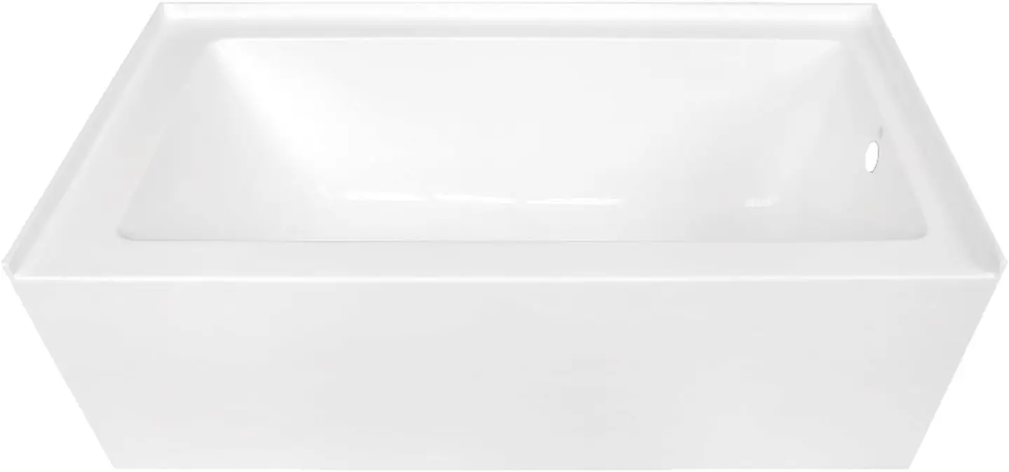 60 Inch Contemporary Alcove Acrylic Bathtub with Right Hand Drain and Overflow Holes White Three Wall Alcove Installation