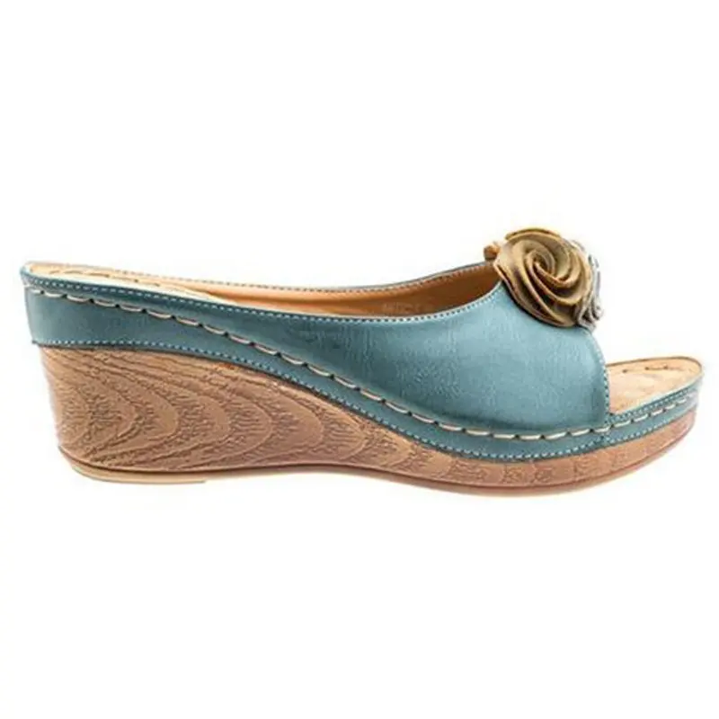 Women New Flower Sandals 2023 Wedge Heels Summer Shoes Women Outdoor Slippers Female Soft Bottom Heeled Sandals Summer Footwear