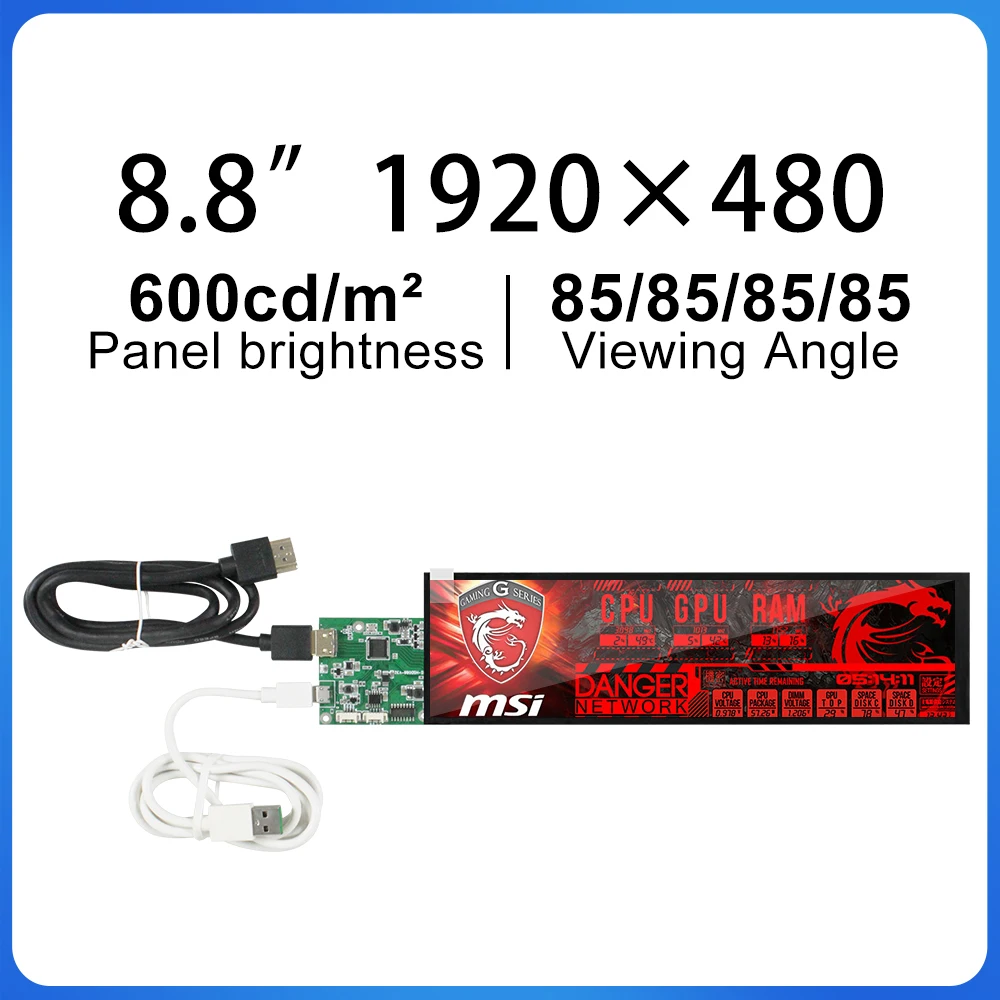 Ips Display Módulo Lcd para Carro Mipi Driver Board Tela de Barra Esticada 1920×480 Hsd088ipw1 Hsd088ipw1-a00 88