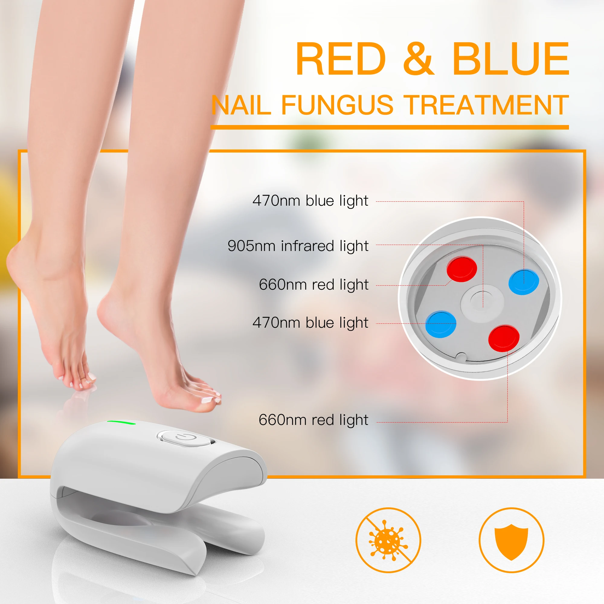 Nail Fungus Laser Treatment Device Repair Toenail Fingernail Onychomycosis Cure 470nm 660nm 905nm nail fungus remover laser therapy pen personal health care