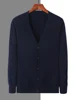 Spring Autumn Men V-neck Cardigan 100% Mink Cashmere Sweater Smart Casual Solid Comfort Cashmere Knitwear Korean Popular Clothes 3