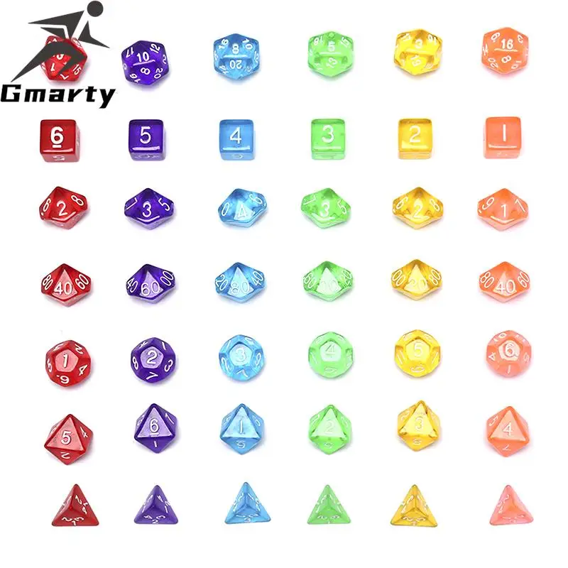 

7pcs/set Creative Game Dice D&D Colorful Multicolor acrylic Dice Mixed