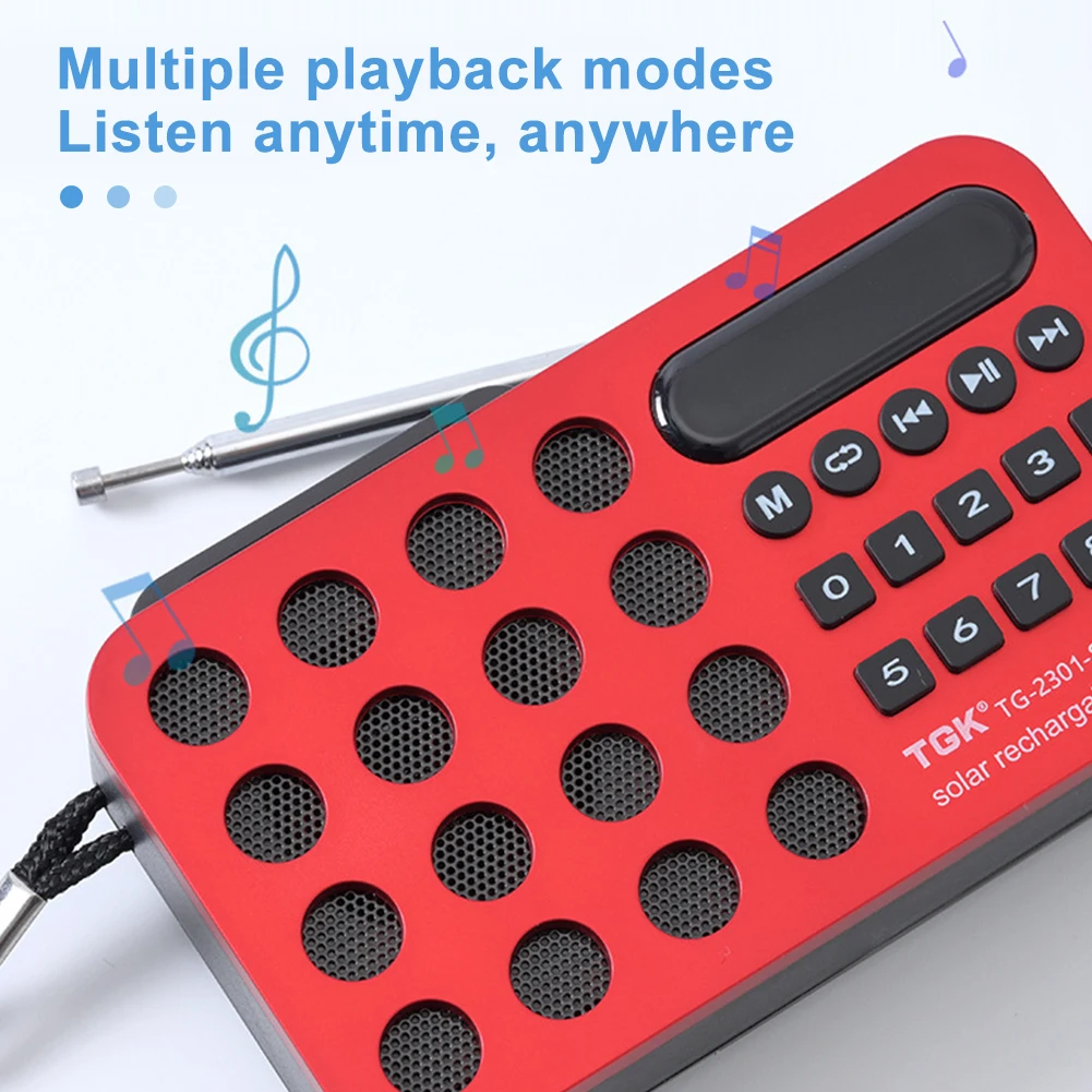 FM Radio Pocket Solar Charging Wireless Speakers Radio Support USB TF Card Bluetooth-compatible Emergency Radio Receiver