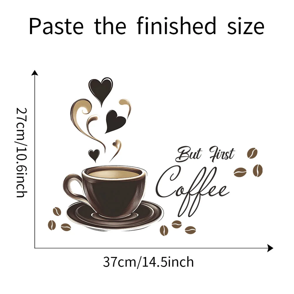 Coffee Cup Sticker 30*20cm Creative Pattern Wall Stickers Brown DIY Cafe Restaurant Living Room Home Decoration wall stickers