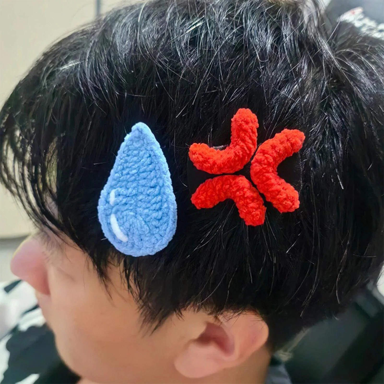 Anime Angry Expression Hairpin Girls Funny Hair Clip Knitted
