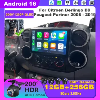 Android 16 CarPlay para Citroen Berlingo B9 Peugeot Partner 2008 - 2019 GPS WIFI BT Radio de coche navegación reproductor de vídeo Multimedia 1