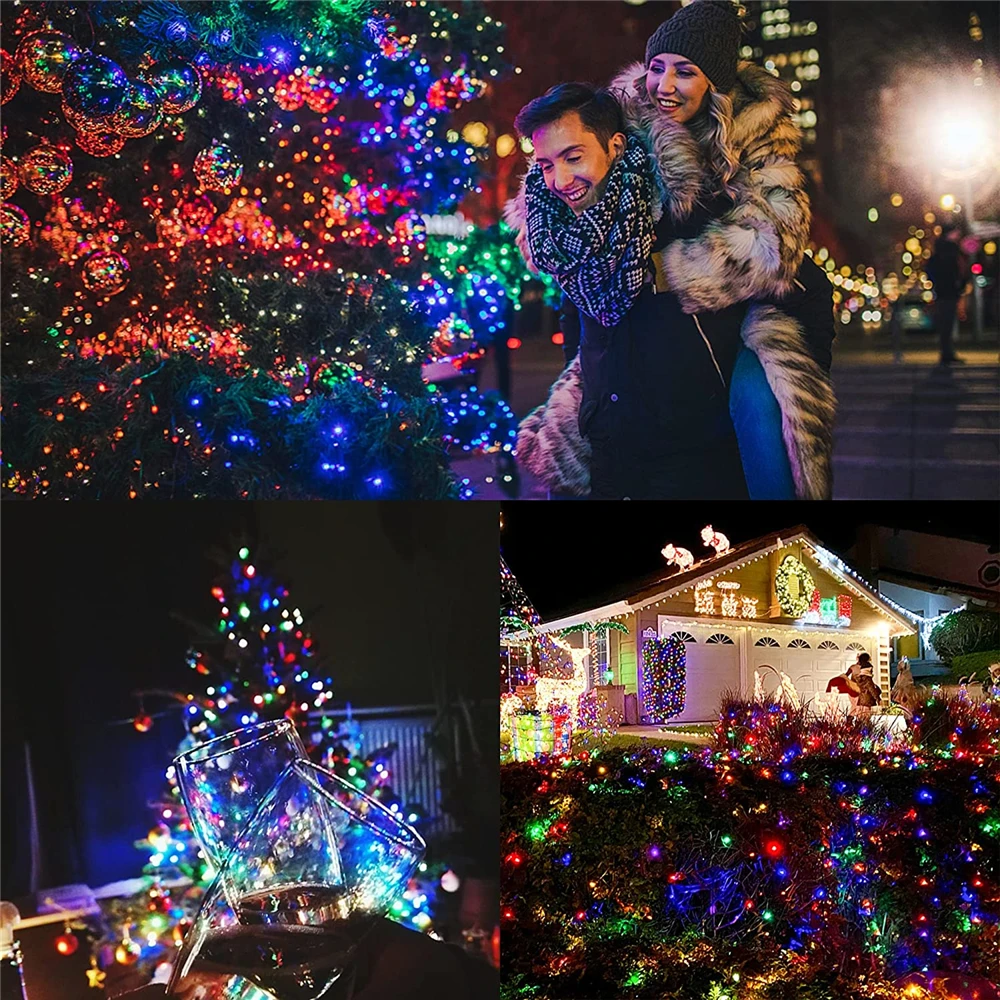 thumbnail image 5 of Luces navideñas para exteriores, guirnaldas para Año Nuevo, 50 m, 100 m, luces LED impermeables de 24 V, línea verde, luces de hadas para decoración de bodas y jardines, 5 of 5