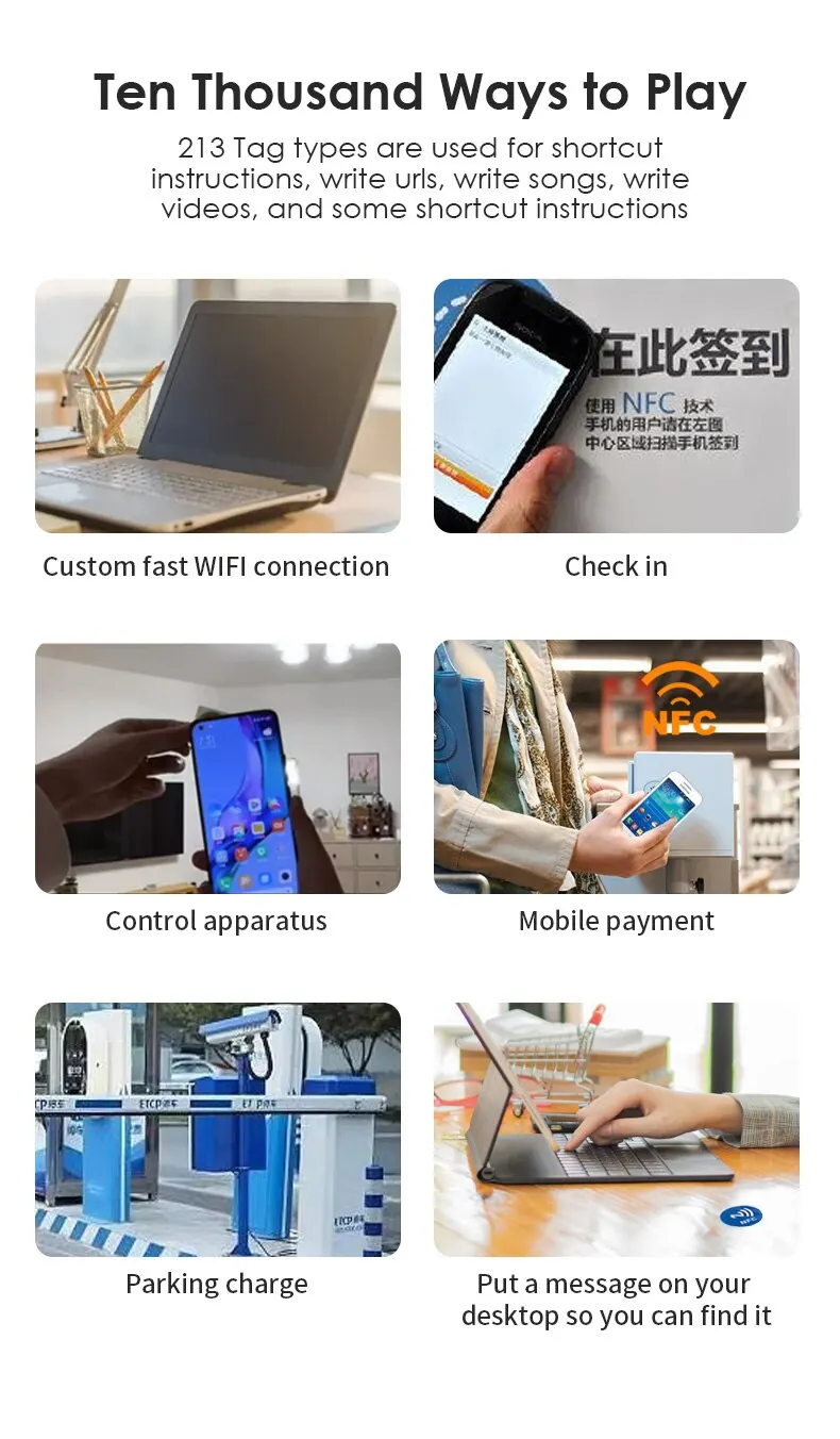 6pcs NFC Ntag213 144 Bytes Wet Tag Stickers 13.56MHz ISO14443A Ntag 213 Chip RFID Adhesive Tag Label For NFC Phone 6 Colors