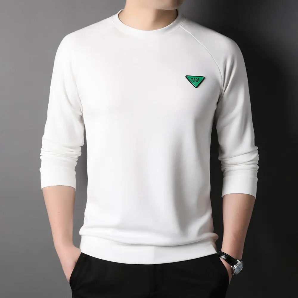 

COODRONY/Мужская одежда, осенняя футболка с длинными рукавами, мягкий дизайнерский пуловер с круглым воротником, подчеркивающий нравственность, S6103