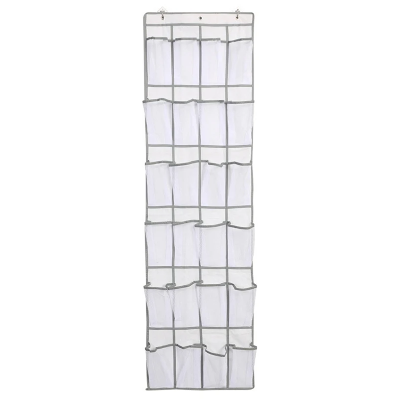 1 Piece 24 Mesh Door Back Non-Woven Shoe Storage Hanging Bag Slipper Storage Bag Door Organizer White