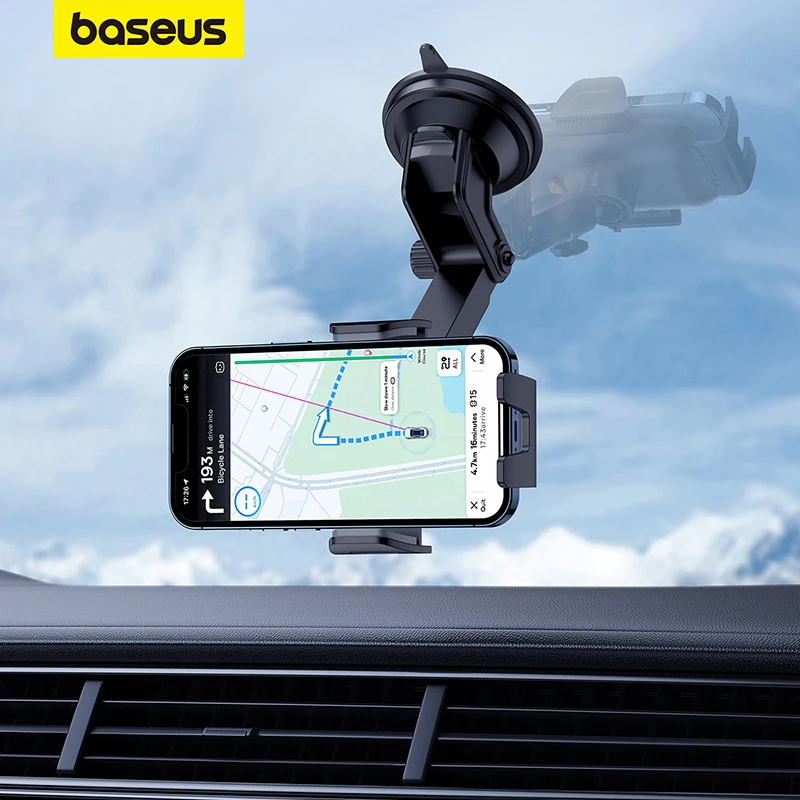 

Baseus Car Phone Holder Suction Cup 360 Degrees Universal Smartphone Clamping Stands GPS Mount Support For iPhone Samsung Huawei