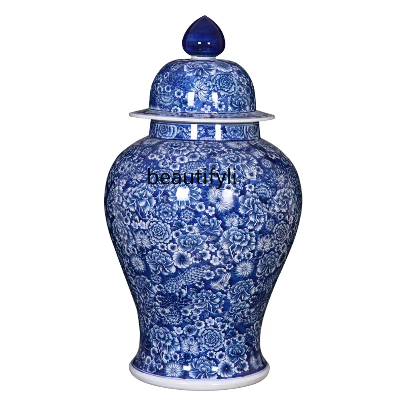 

Jingdezhen Ceramic Vase Hand Painted Blue and White Porcelain Temple Jar Porcelain Bottle Floor Porcelain Decoration decor