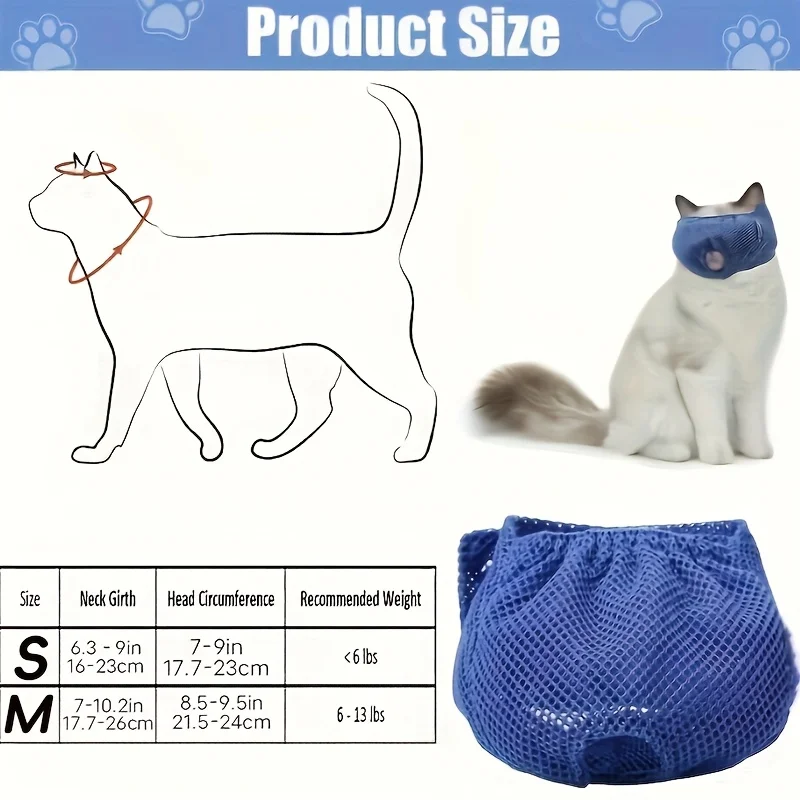 Adjustable Comfortable Cat Muzzle Breathable Mesh, Perfect Grooming Accessory, Safety Protective Mesh Cover, Kitten_voghion.com