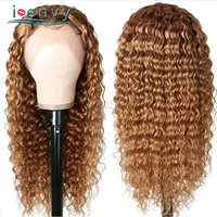 Perruque Lace Front Wig péruvienne naturelle bouclée, cheveux ondulés, couleur gingembre, brun, pre-plucked, pour femmes 2